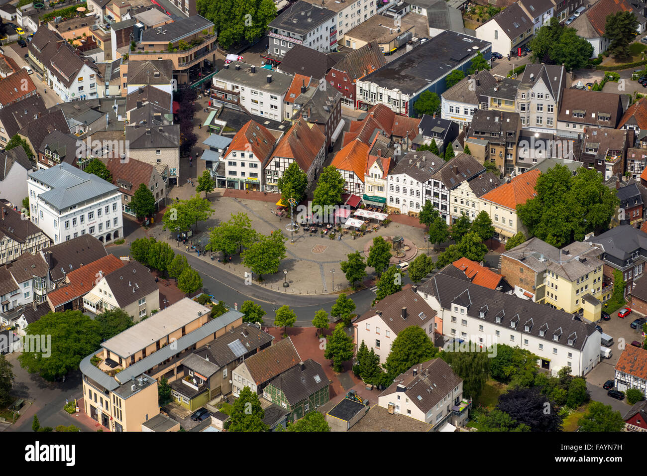 Vista aérea, que domina el centro de la ciudad de Kamen, Kamen, área de Ruhr, Renania del Norte-Westfalia, Alemania, vista aérea, Foto de stock