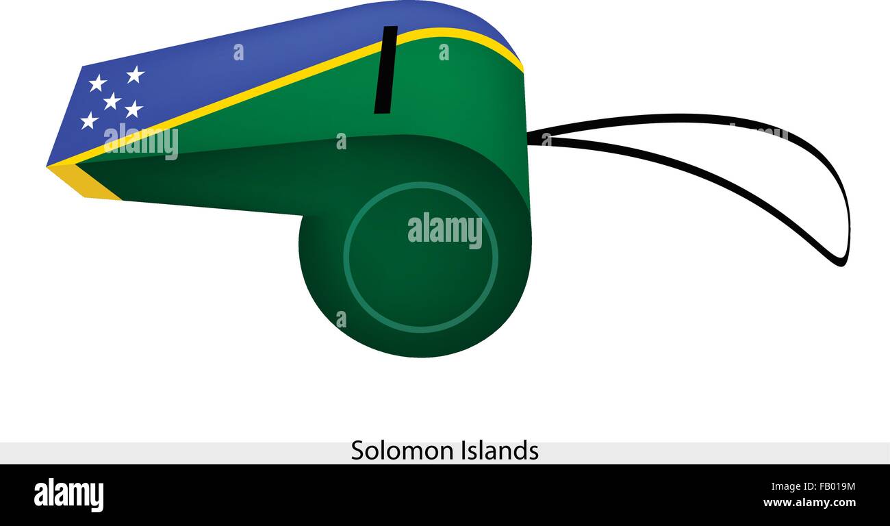 Cinco estrellas blancas sobre campo azul y verde amarillo dividido con una  diagonal ascendente de las Islas Salomón bandera sobre un silbato, el Sport  C Imagen Vector de stock - Alamy