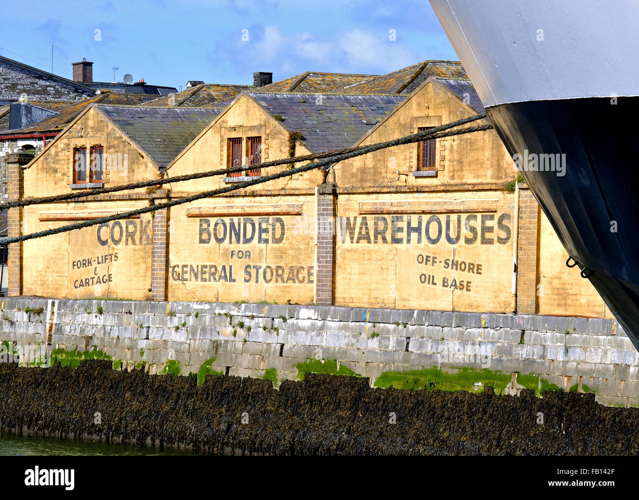 Cork los almacenes aduaneros, los lapones, tomada desde la isla Kennedy Quay, Cork, Irlanda Foto de stock