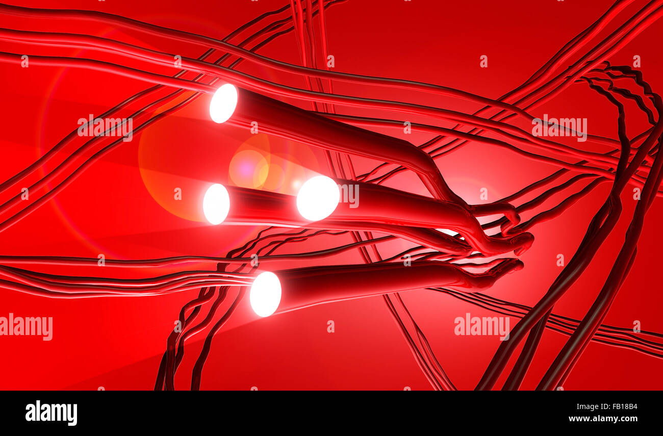 Ilustración del sistema arterial con searchlight. Foto de stock