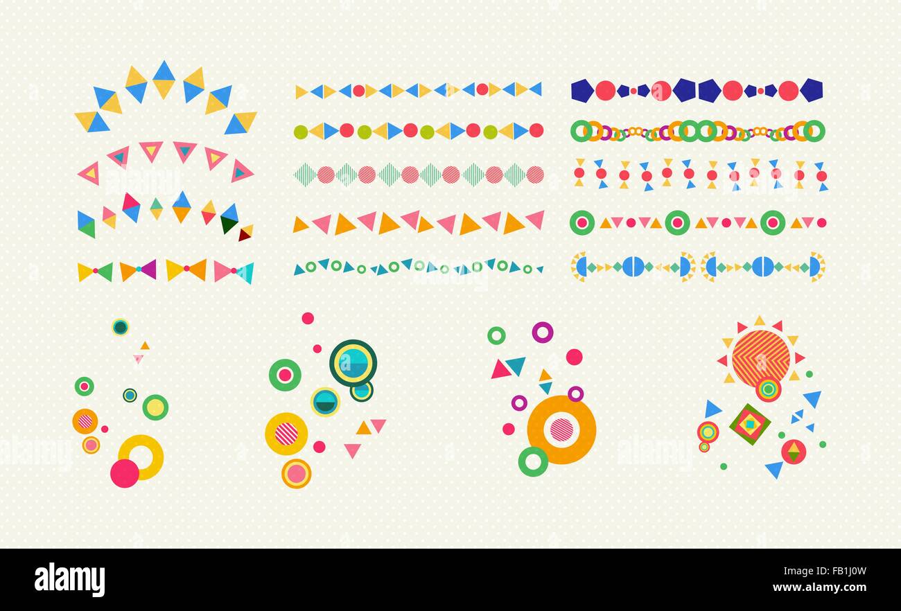 Conjunto de elementos de geometría, vibrante colorido estilo abstracto y divisores de símbolos. Vector EPS10. Ilustración del Vector