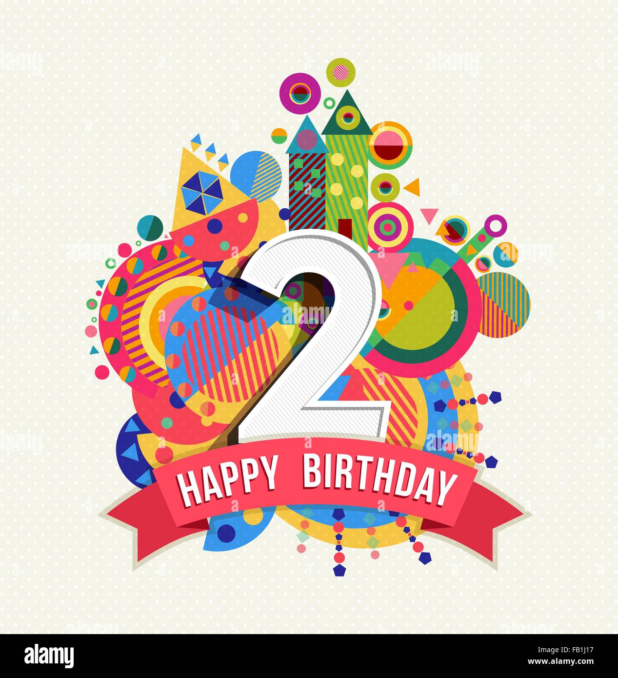 Diseño de tarjeta de felicitación de aniversario de 2 años con globo  realista