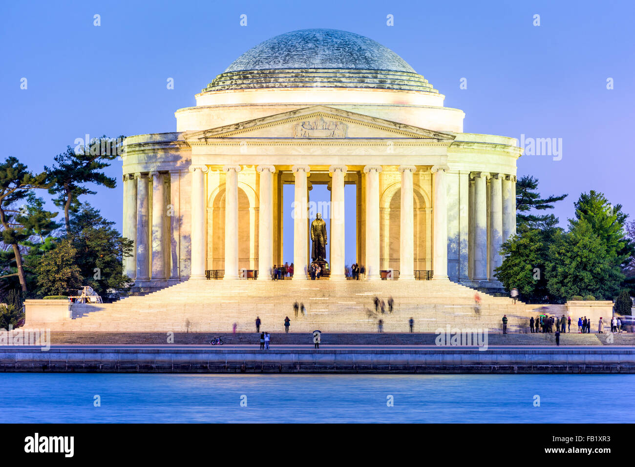Washington, DC, en el Tidal Basin y el Jefferson Memorial. Foto de stock