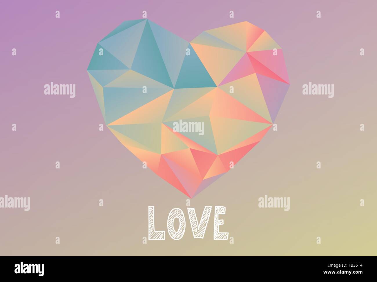 Diseño geométrico dulce corazón con colores pastel Ilustración del Vector