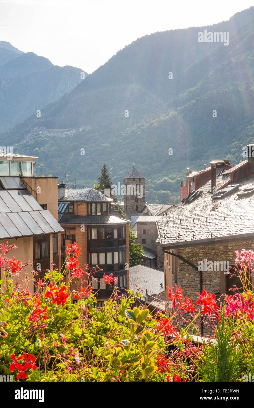 Centro histórico de la ciudad, Andorra la Vella, la capital de Andorra, Andorra Foto de stock