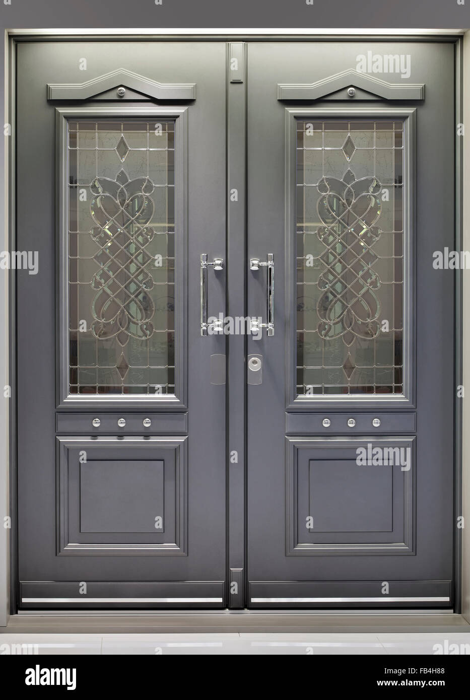 Delante de la entrada de la puerta de aluminio metalizado Fotografía de  stock - Alamy