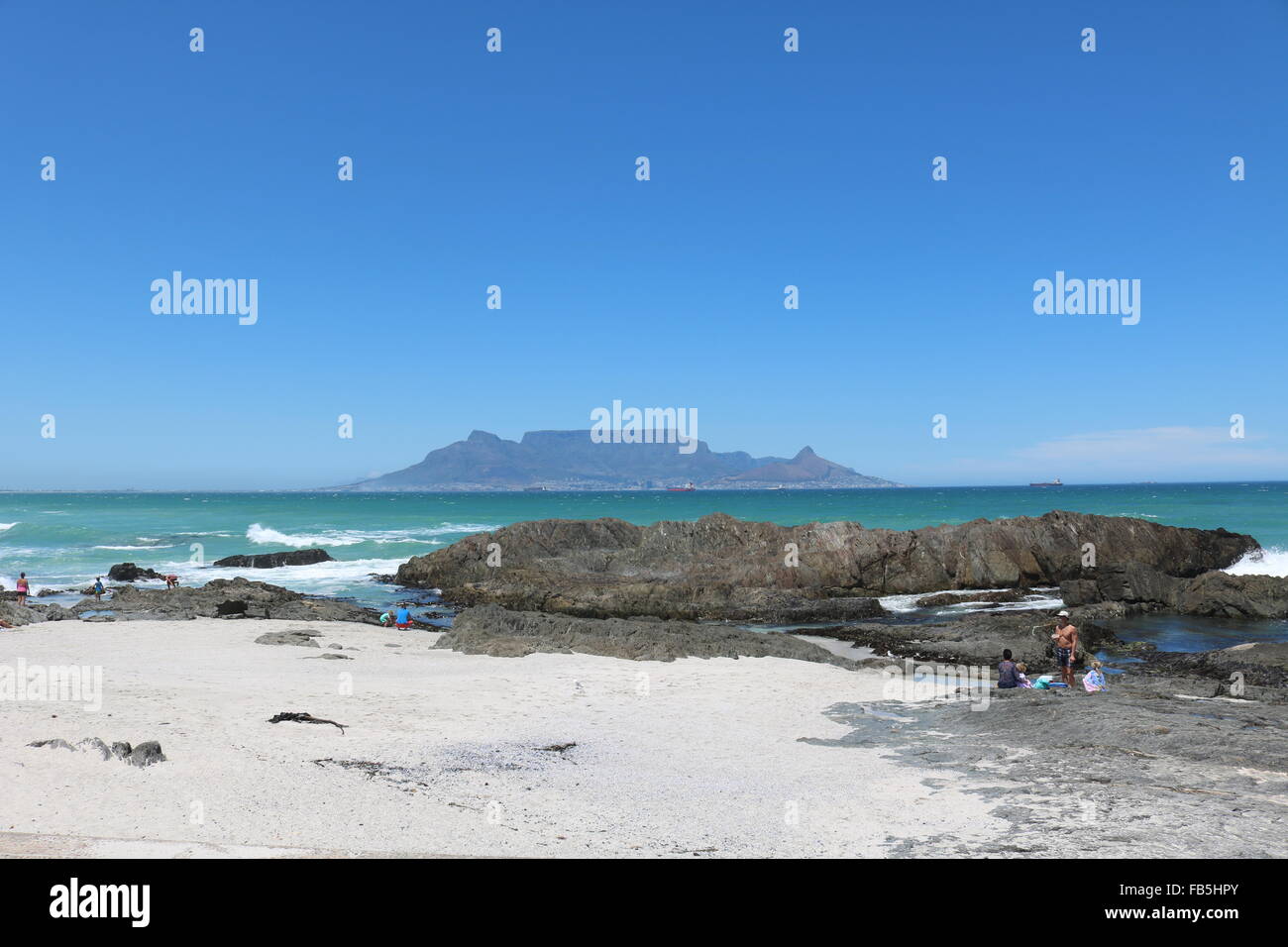 Bloubergstrand, Ciudad del Cabo con la Table Mountain en segundo plano. Foto de stock