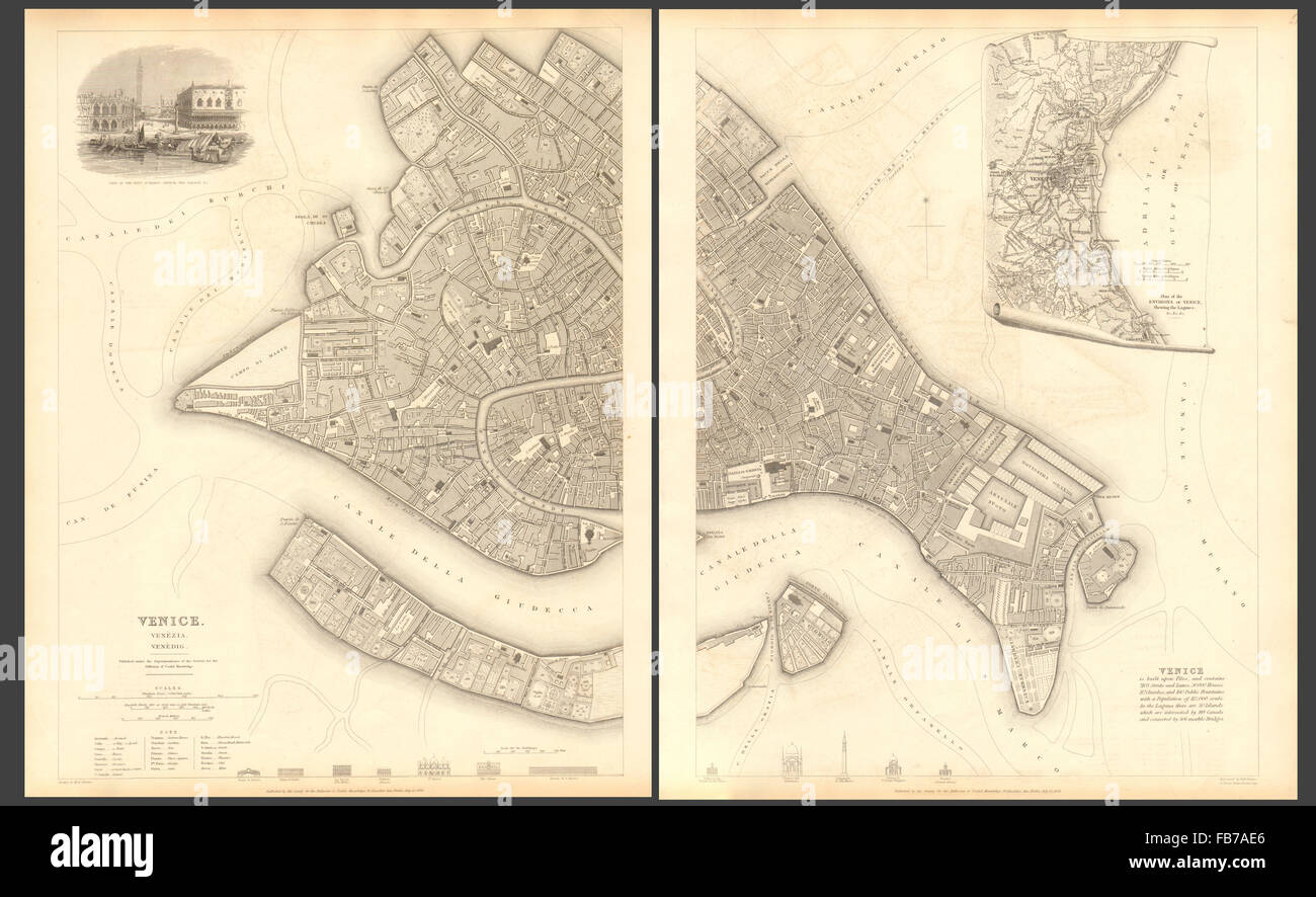 Venecia VENECIA VENEDIG Antiguo plan mapa de la ciudad. A sus