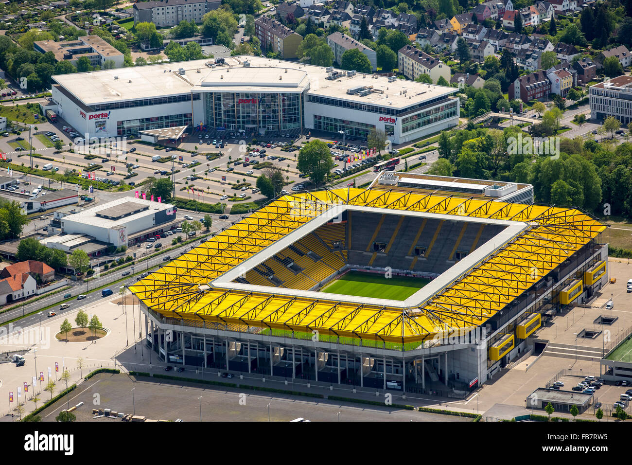 Vista aérea, Premiere League de fútbol de la Bundesliga, Tivoli, el estadio de fútbol de Alemannia Aachen, Aachen, eurorregión Mosa-rin, Foto de stock