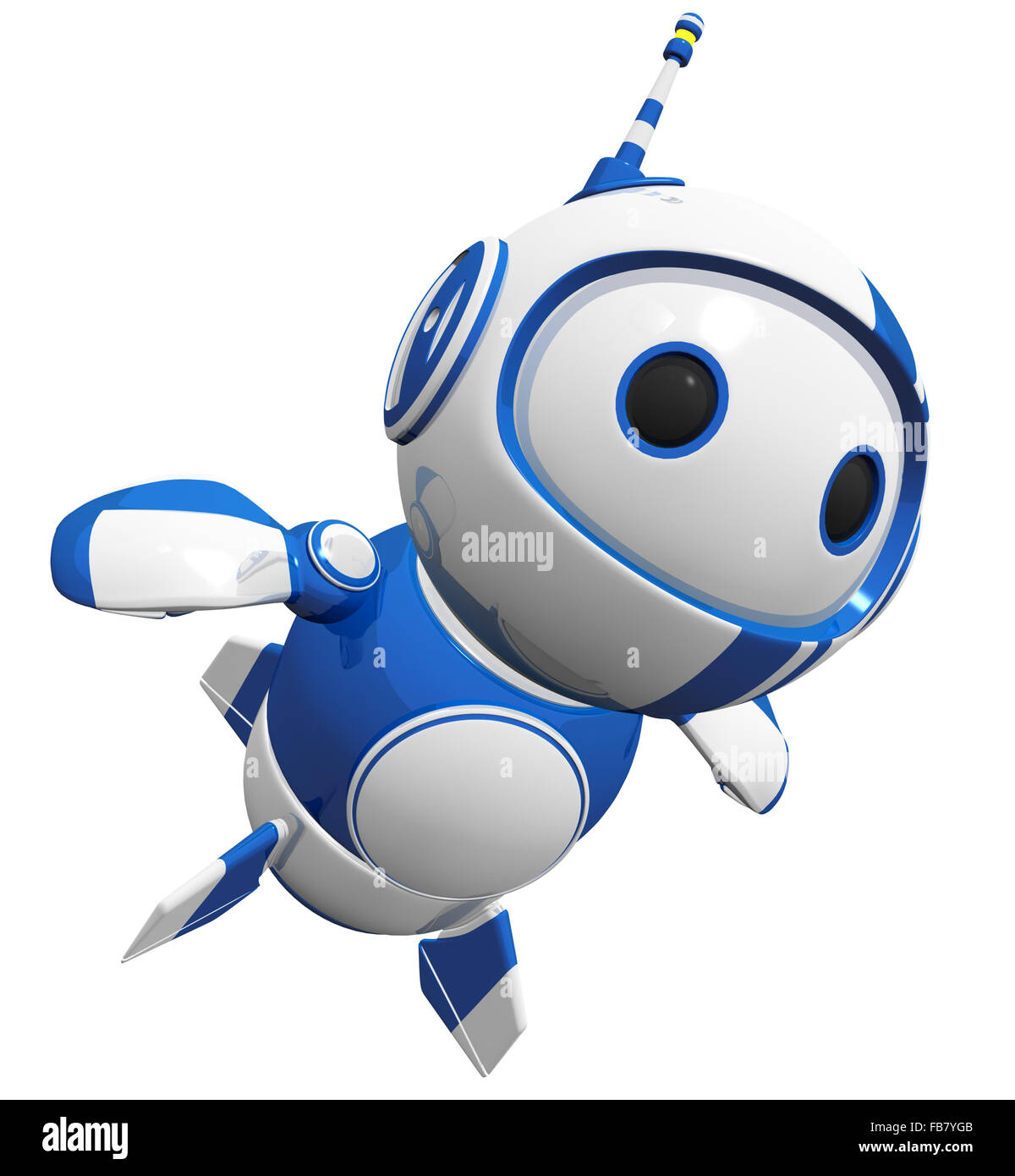 3d cute robot azul volando hacia arriba como un héroe Fotografía de stock -  Alamy