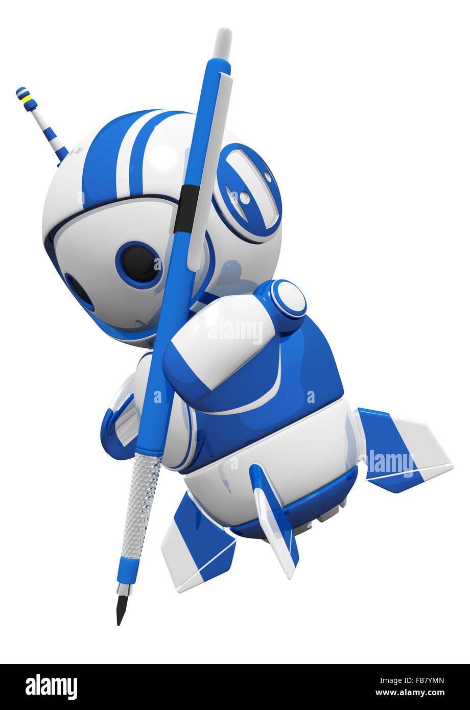 3d cute blue robot escribir o dibujar con su pequeño lápiz de redacción  Fotografía de stock - Alamy
