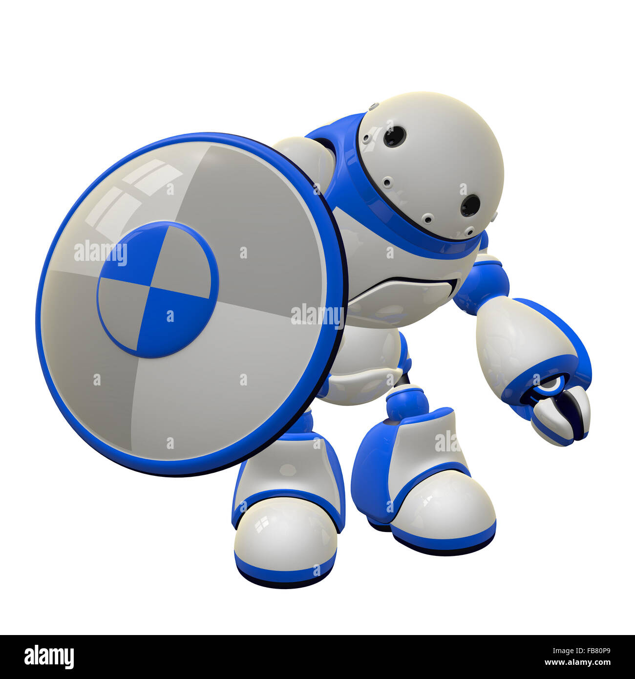 Concepto de seguridad informática - un robot con un escudo. Él está  saludando hi. Puede describir el control de amenazas del firewall y el  antivirus Fotografía de stock - Alamy