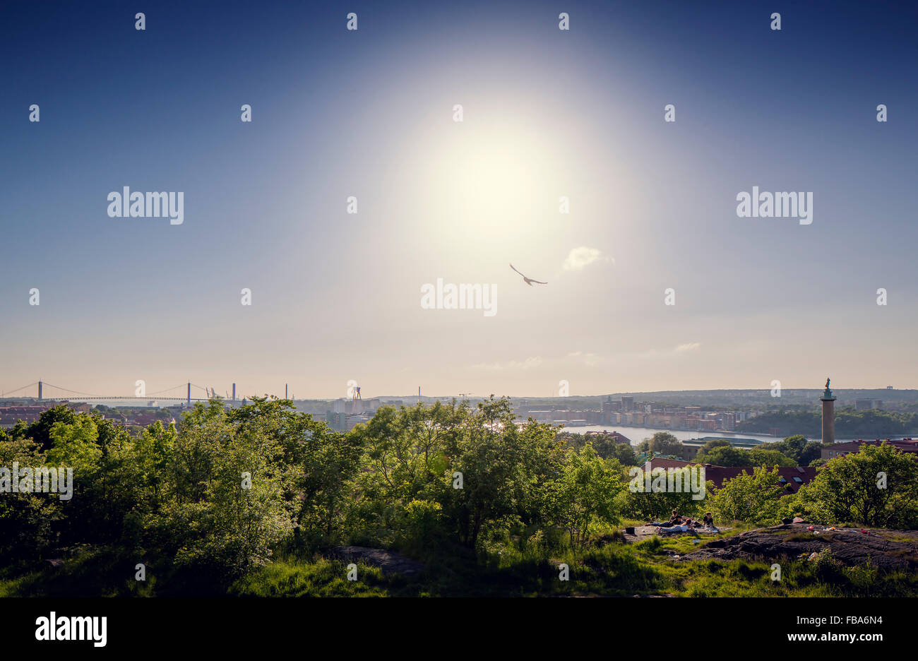 Suecia Vastra Gotaland, Gotemburgo, Masthugget, paisaje con árboles Foto de stock