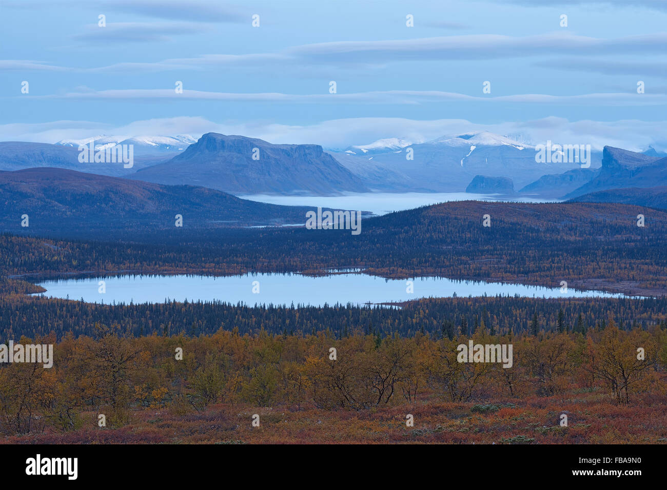 Suecia, Laponia, Haras, denominado Sarek national park, con vistas panorámicas del paisaje Foto de stock