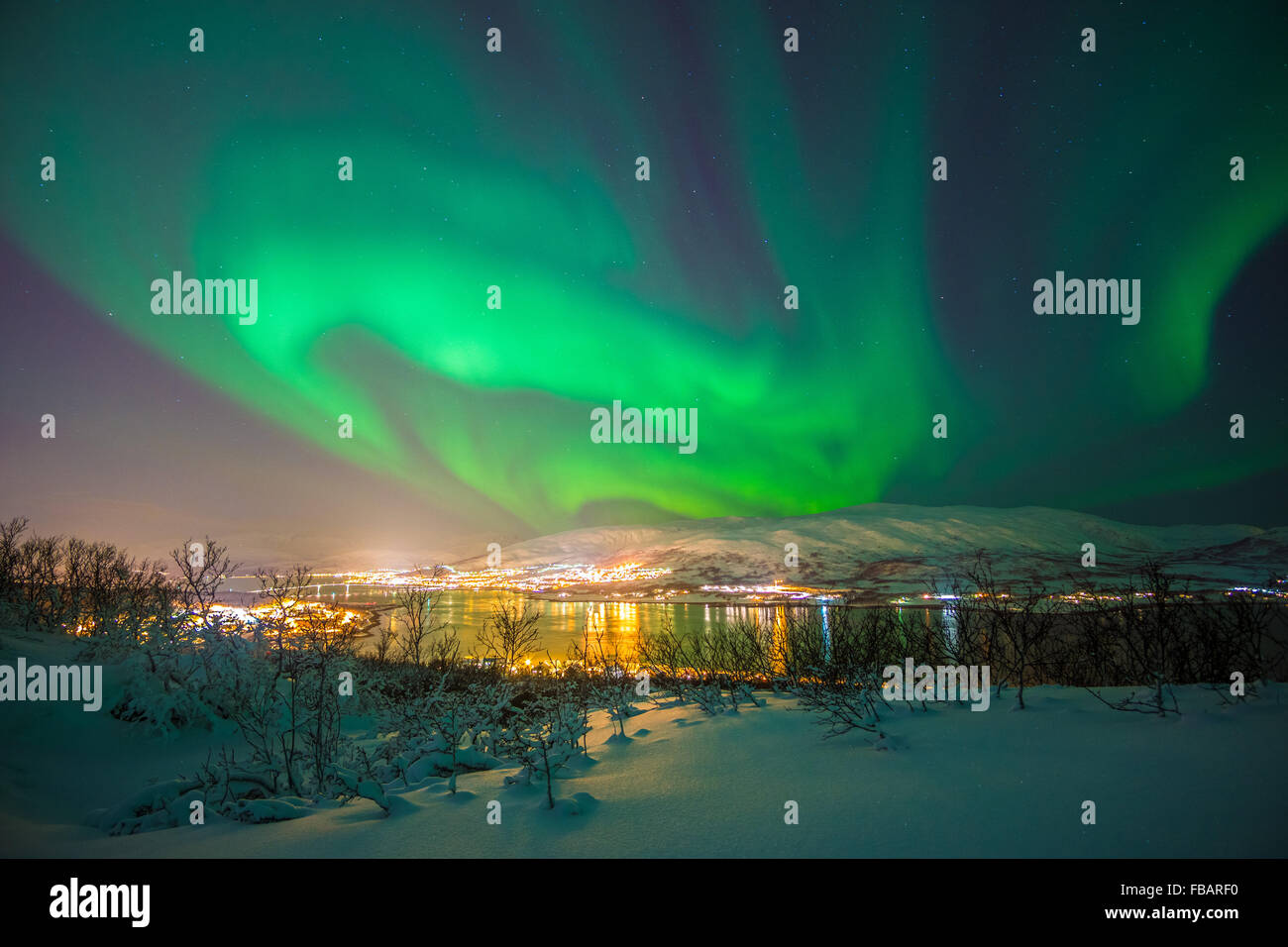 Aurora Borealis en Tromso, Noruega septentrional Foto de stock