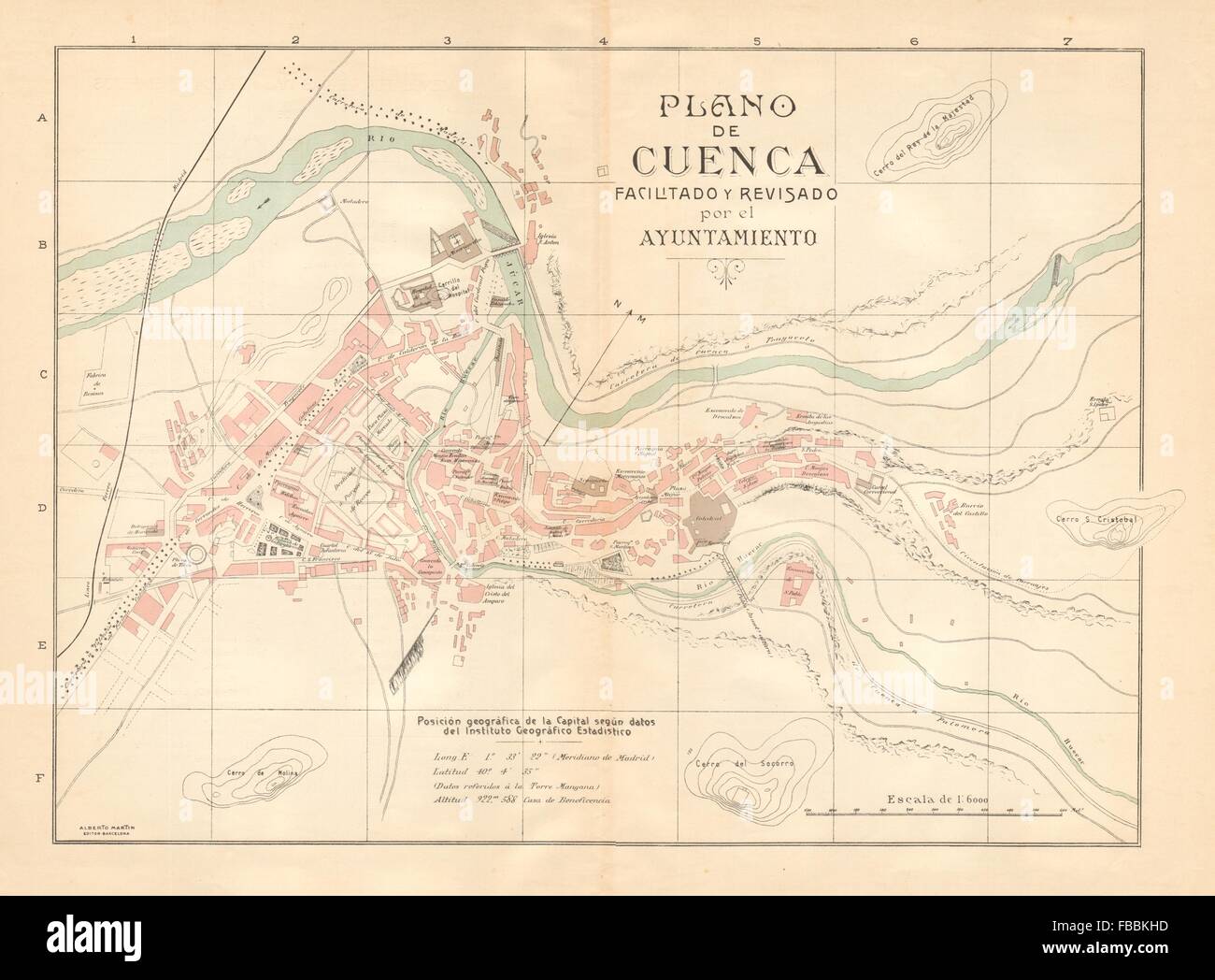 CUENCA. Plano antiguo de la cuidad. Antiguo pueblo/ciudad plan. MARTIN,  c1911 mapa Fotografía de stock - Alamy