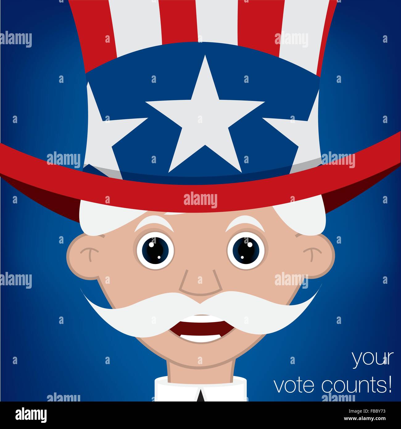 Caricatura del Tío Sam tarjeta electoral en Estados Unidos en formato