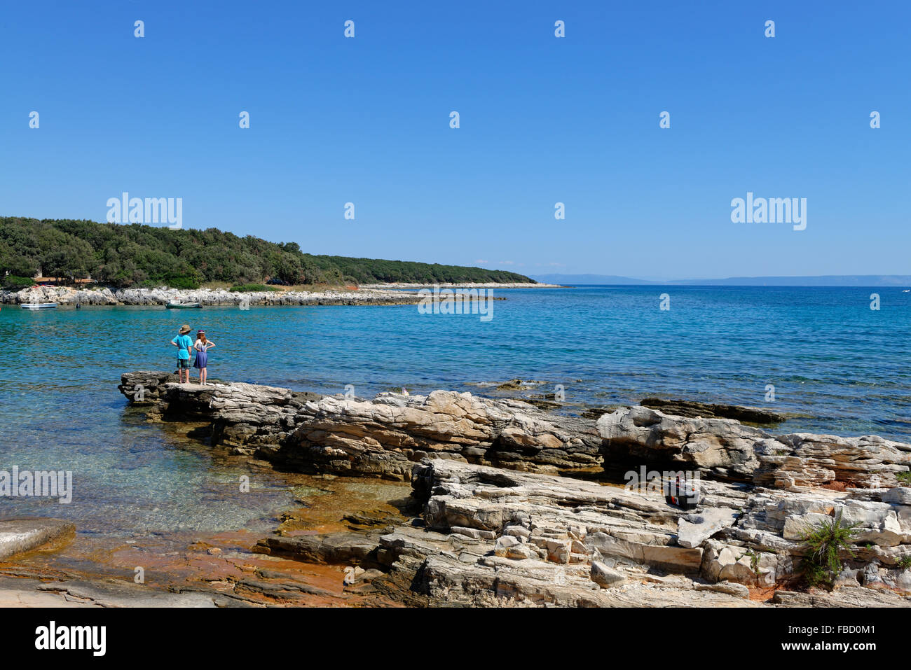 Uvala Kale, bahía de Sisian, Medulin, East Coast, Istria, Croacia Foto de stock