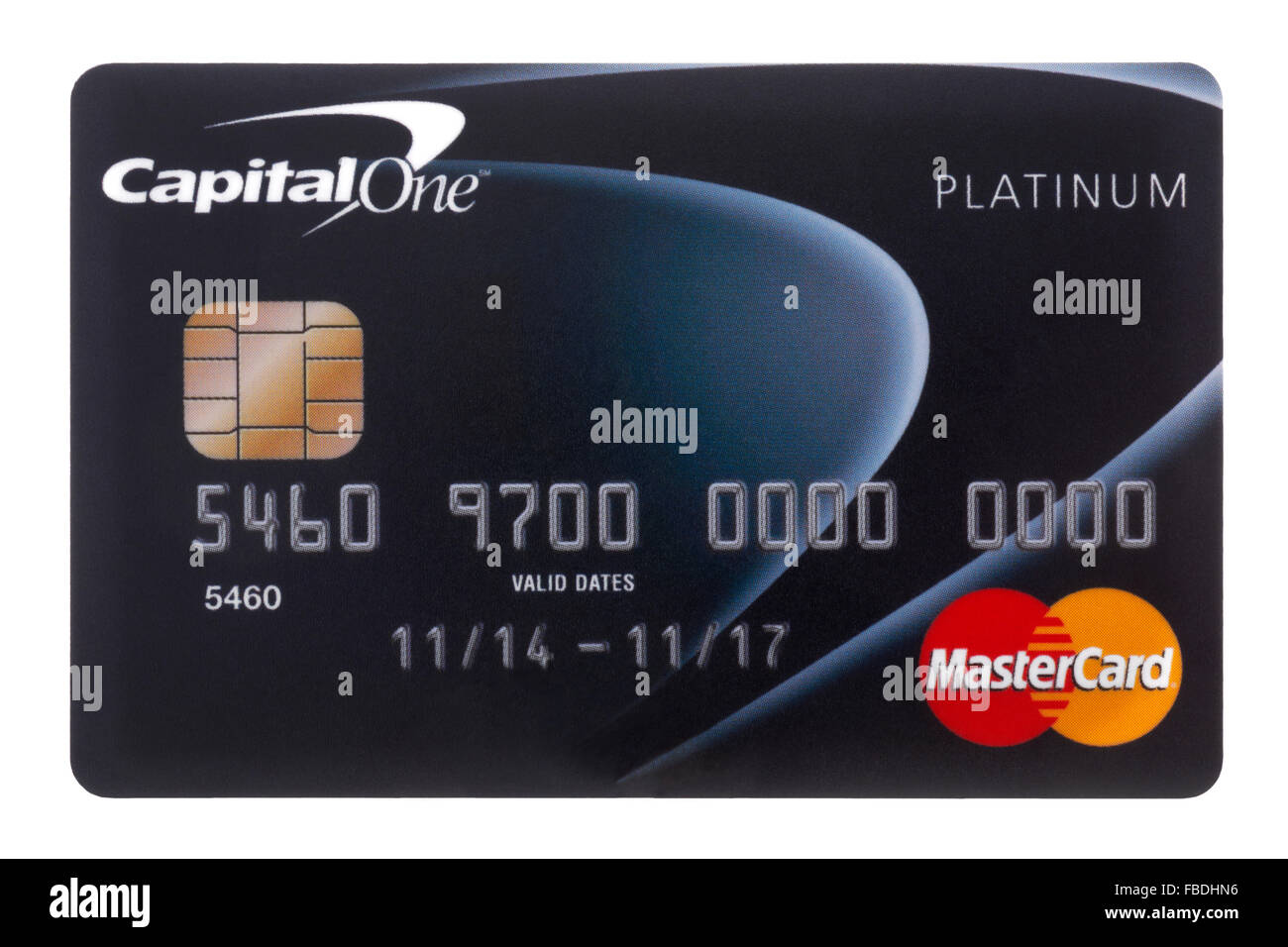 Tarjeta de crédito sobre fondo blanco. Foto de stock