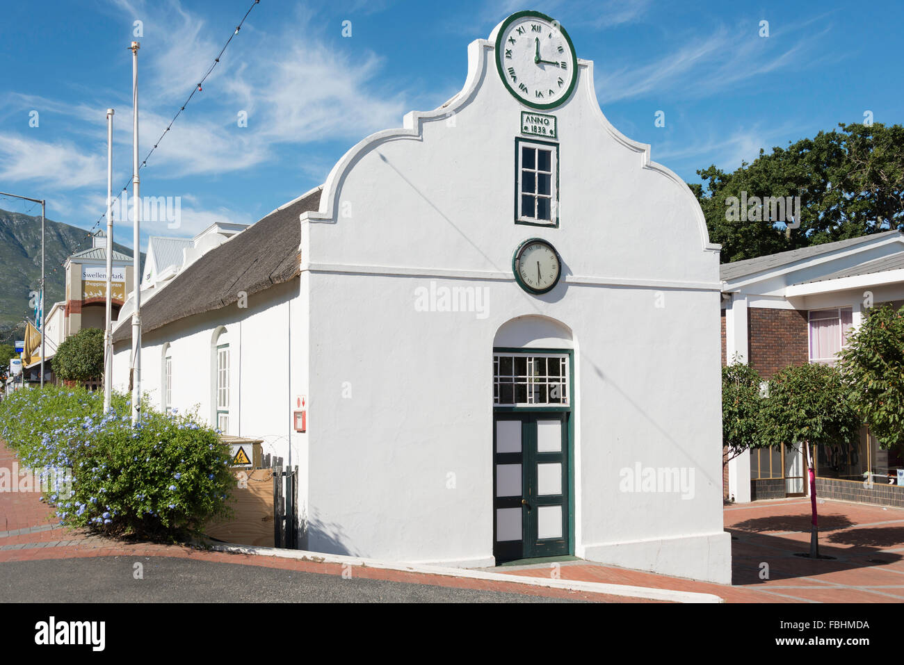 Huis Oefenings histórico (1838), Voortrek Street, Swellendam, Región de Overberg, Provincia del Cabo Occidental, Sudáfrica Foto de stock