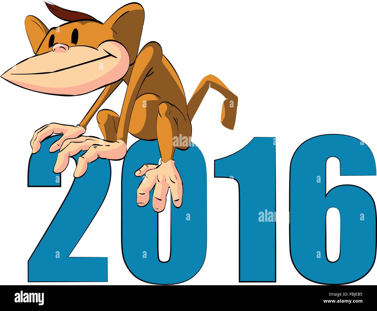 vectorial un mono sentado en signo de 2016 Imagen Vector de stock - Alamy