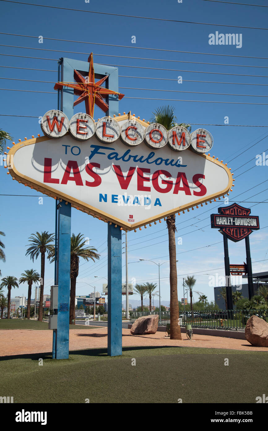 Bienvenido a la fabulosa Las Vegas firmar en el strip Foto de stock