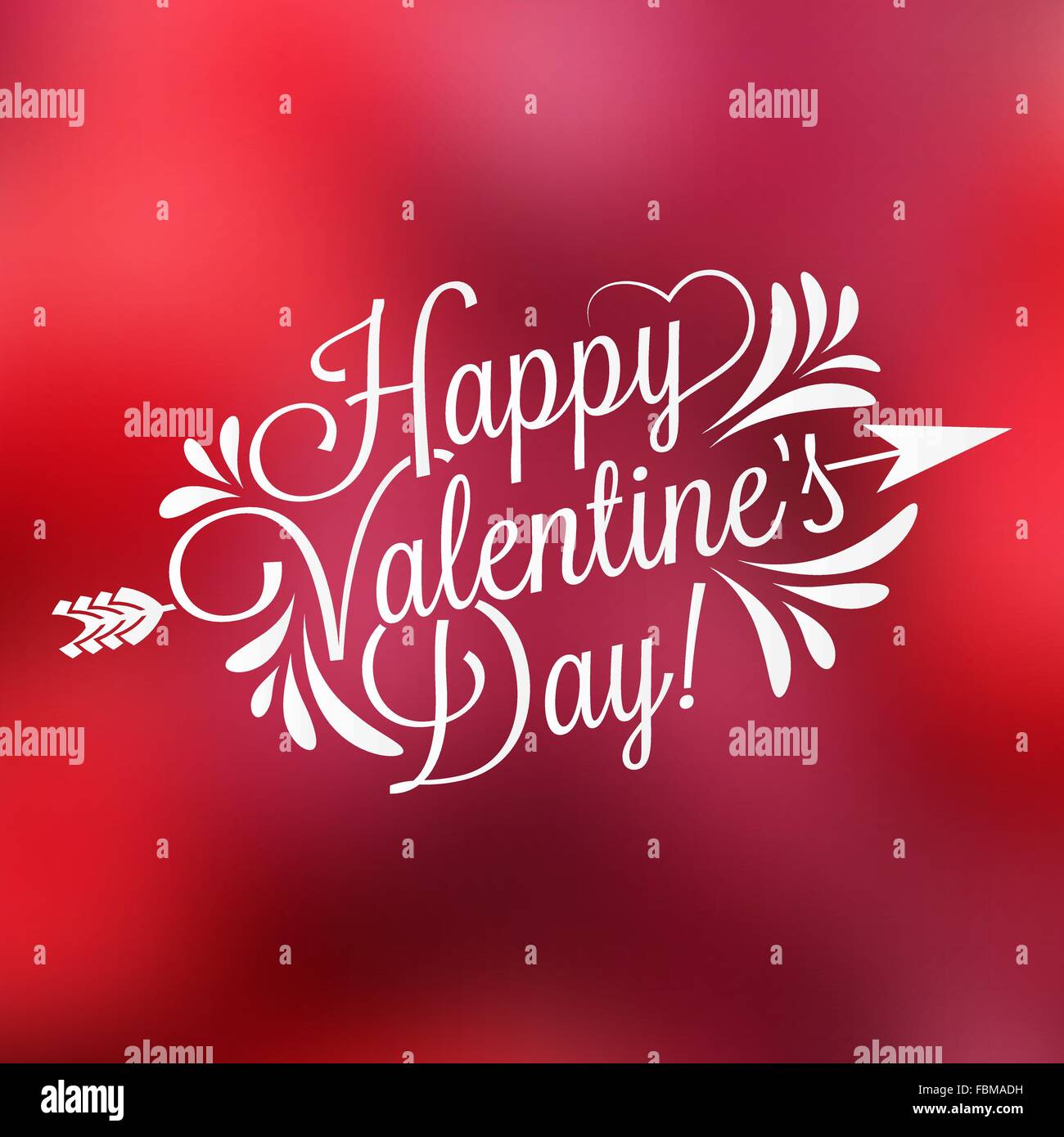 Feliz Día de San Valentín hand lettering sobre fondo difuminado para su diseño Ilustración del Vector