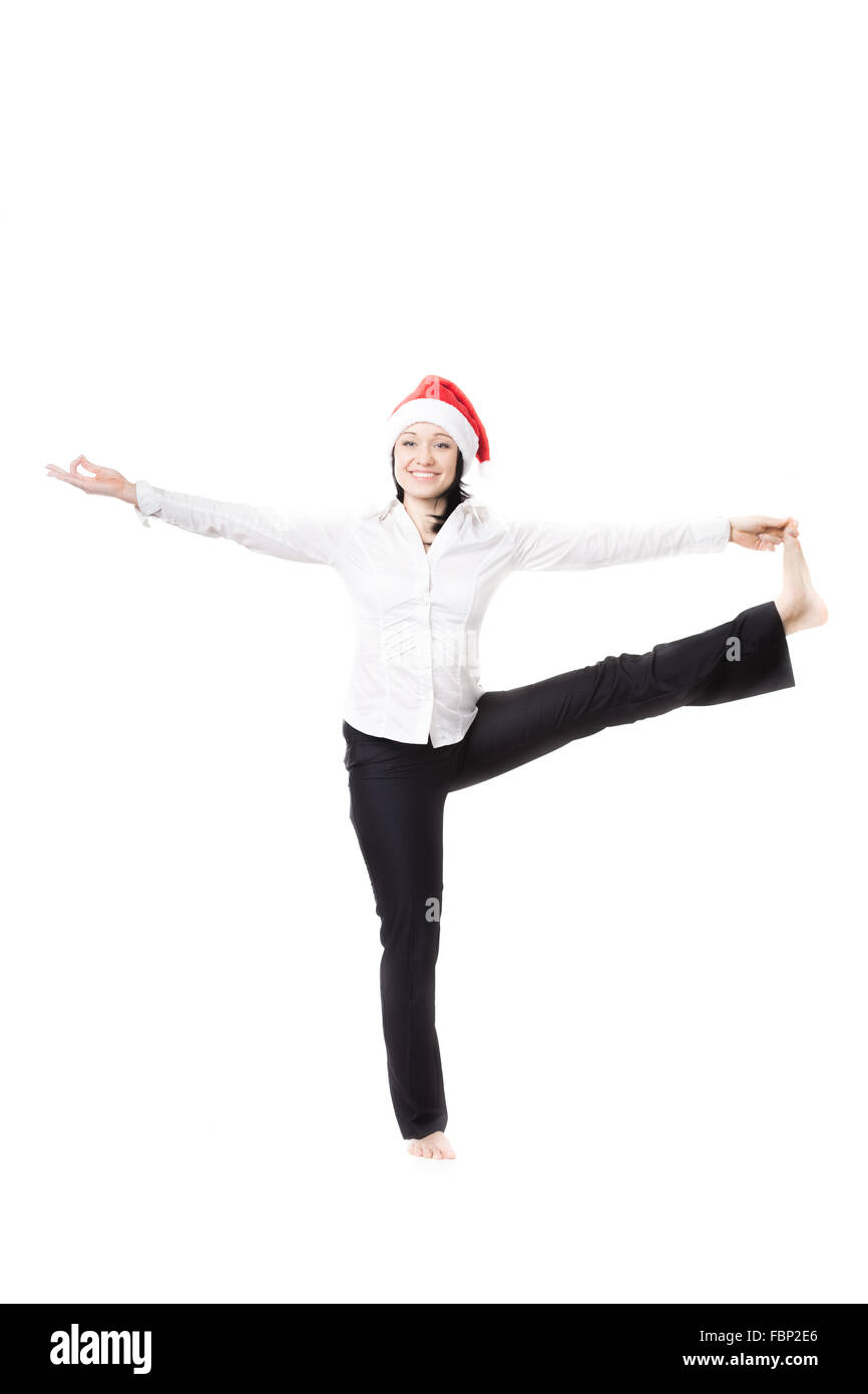 Atleta Joven Optimista En Ropa Deportiva Negra Y Sombrero De Santa  Sonriendo Y Mirando A La Cámara Mientras Hace Ejercicio Con Pesas El Día De  Navidad Contra El Fondo Gris Fotos, retratos