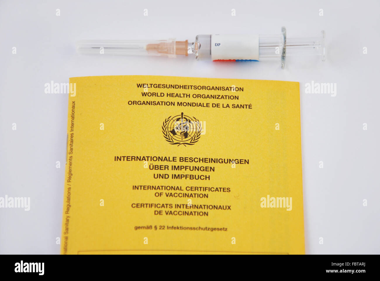 Impfbuch spritze Foto de stock
