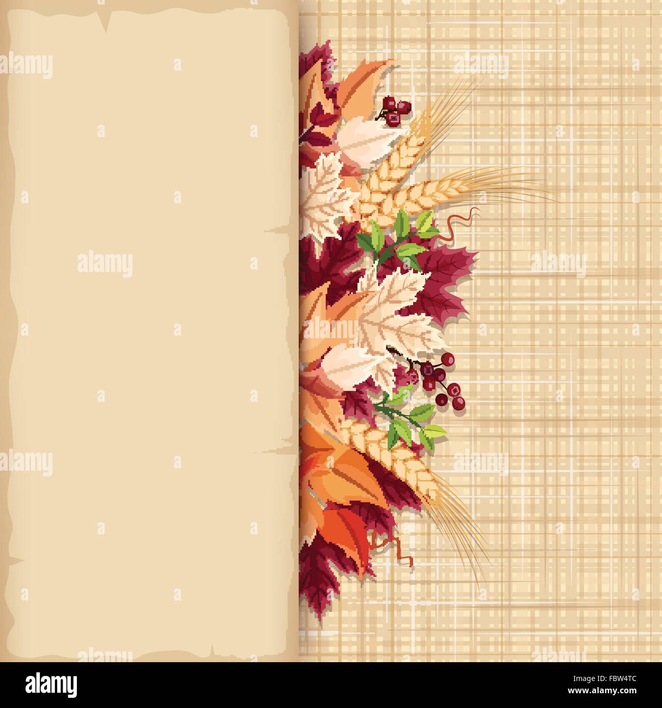 Tarjeta con coloridas hojas de otoño en un saqueo de fondo. Eps vectoriales-10. Ilustración del Vector