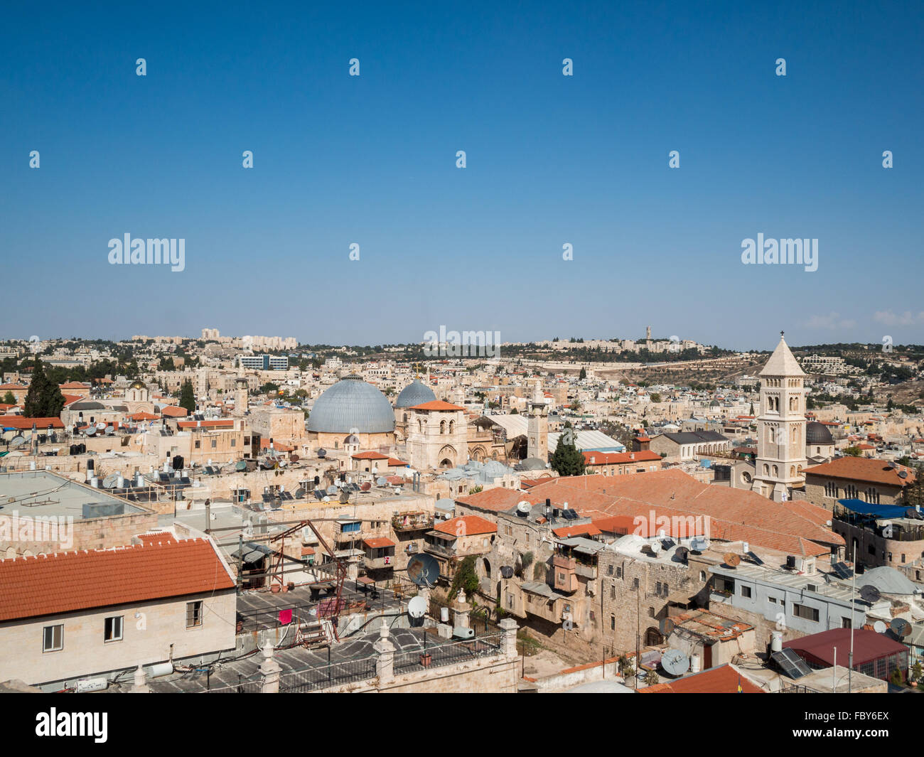 La antigua Jerusalén visto desde la cima de la Torre de David Foto de stock