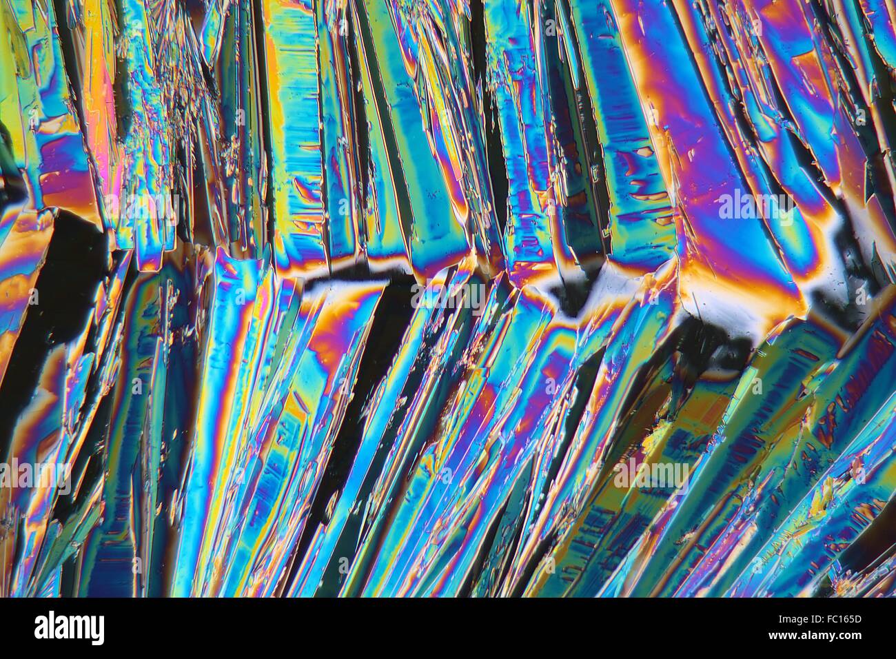 Nitrato de holmio bajo el microscopio Foto de stock