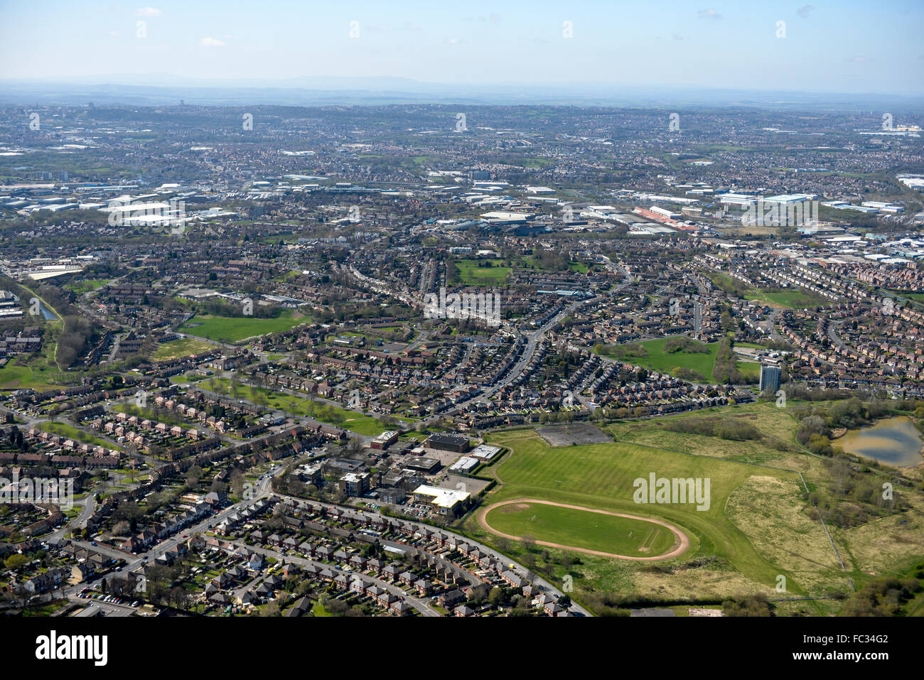 Vistas generales de las West Midlands, áreas de Wednesbury y Hall Green Foto de stock