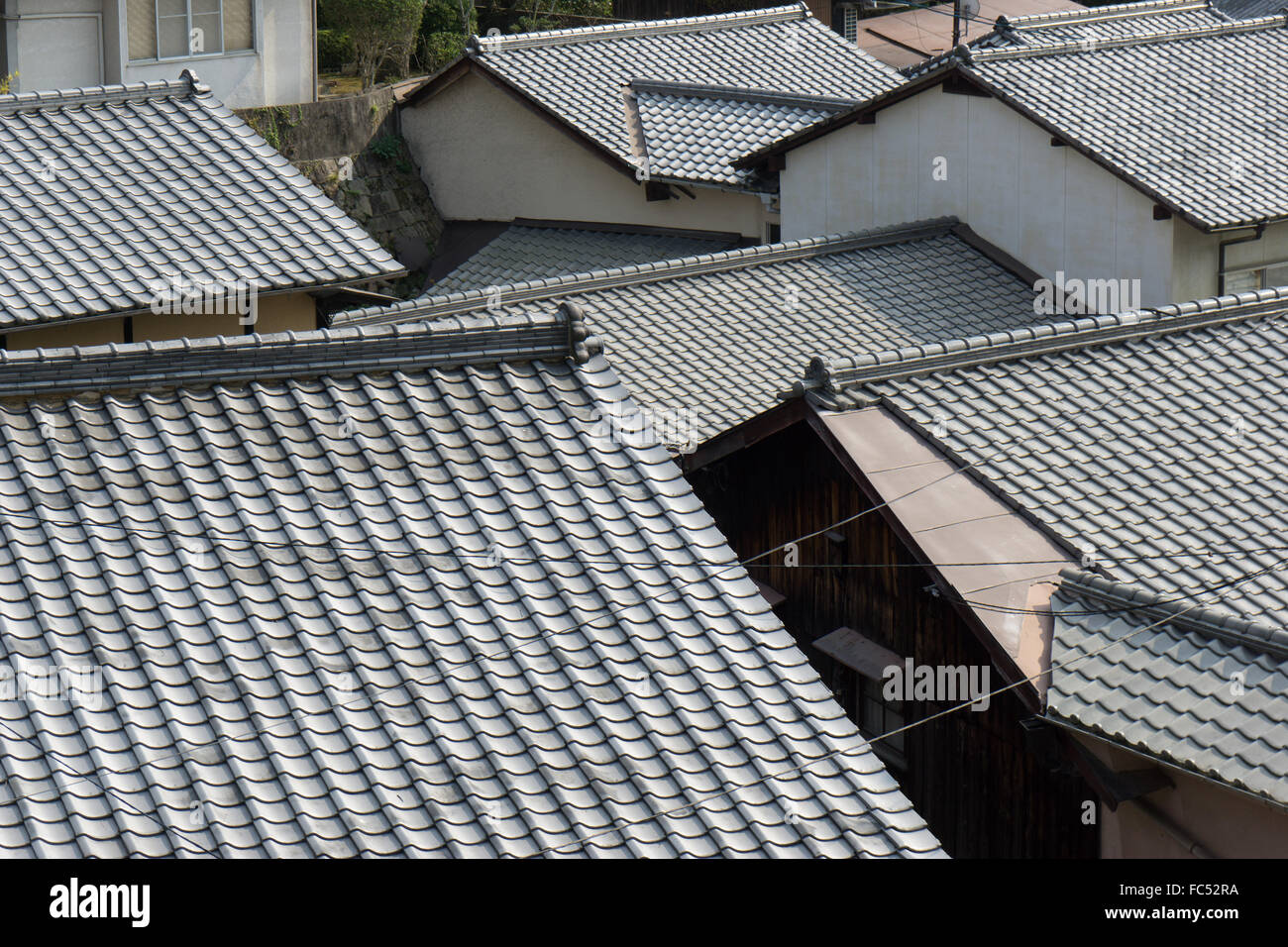 Tejados tradicionales Miyajima, Japón Foto de stock