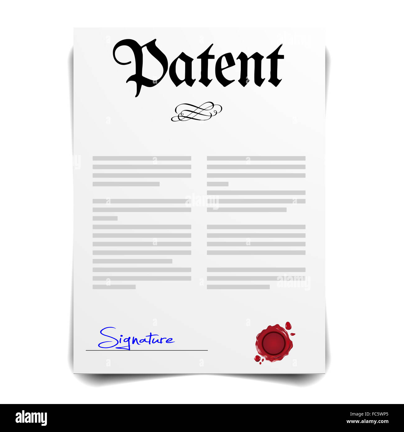 Carta patente Foto de stock