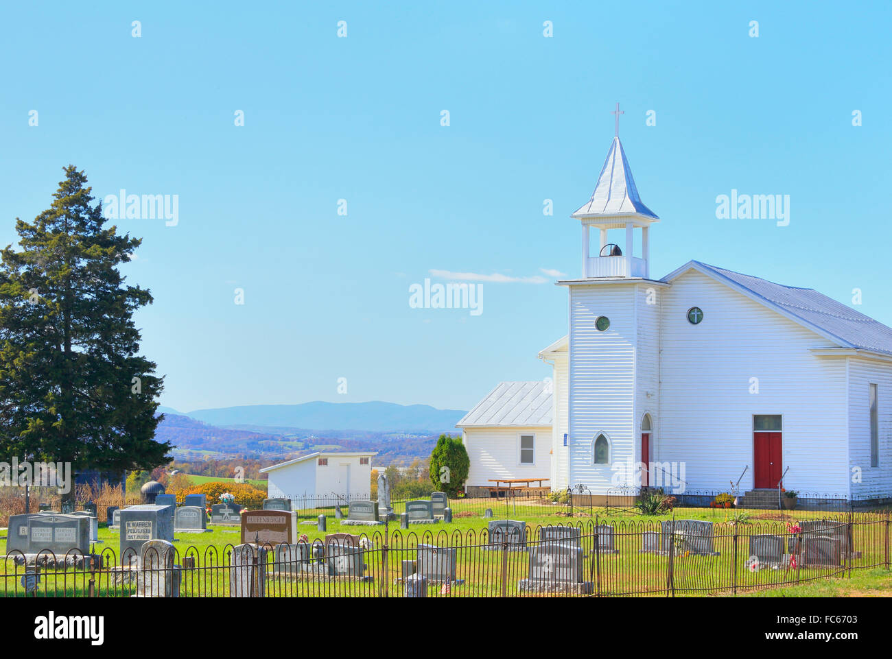 Saint Jacobs Iglesia Luterana, Shenandoah Valley, Monte Crawford, Virginia, EE.UU. Foto de stock