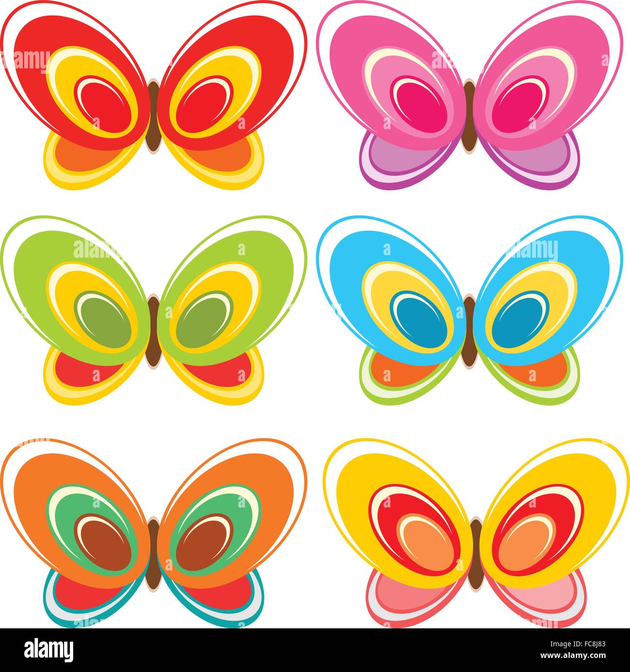 Ilustración vectorial de dibujos animados de mariposas coloridas Imagen  Vector de stock - Alamy