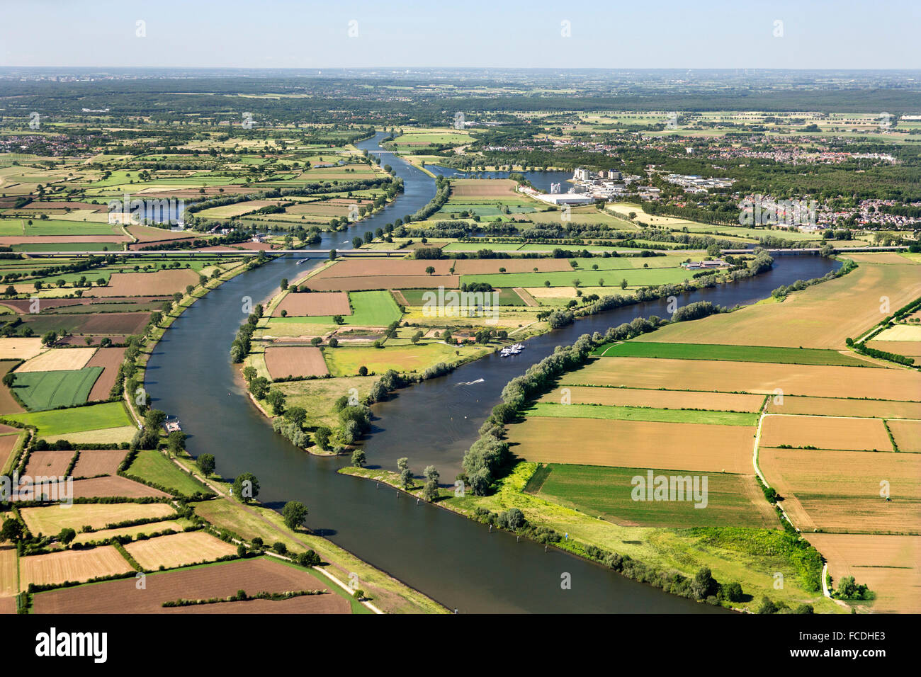 Países Bajos, Heijen, Gennep. Maas o río Mosa. Antena Foto de stock