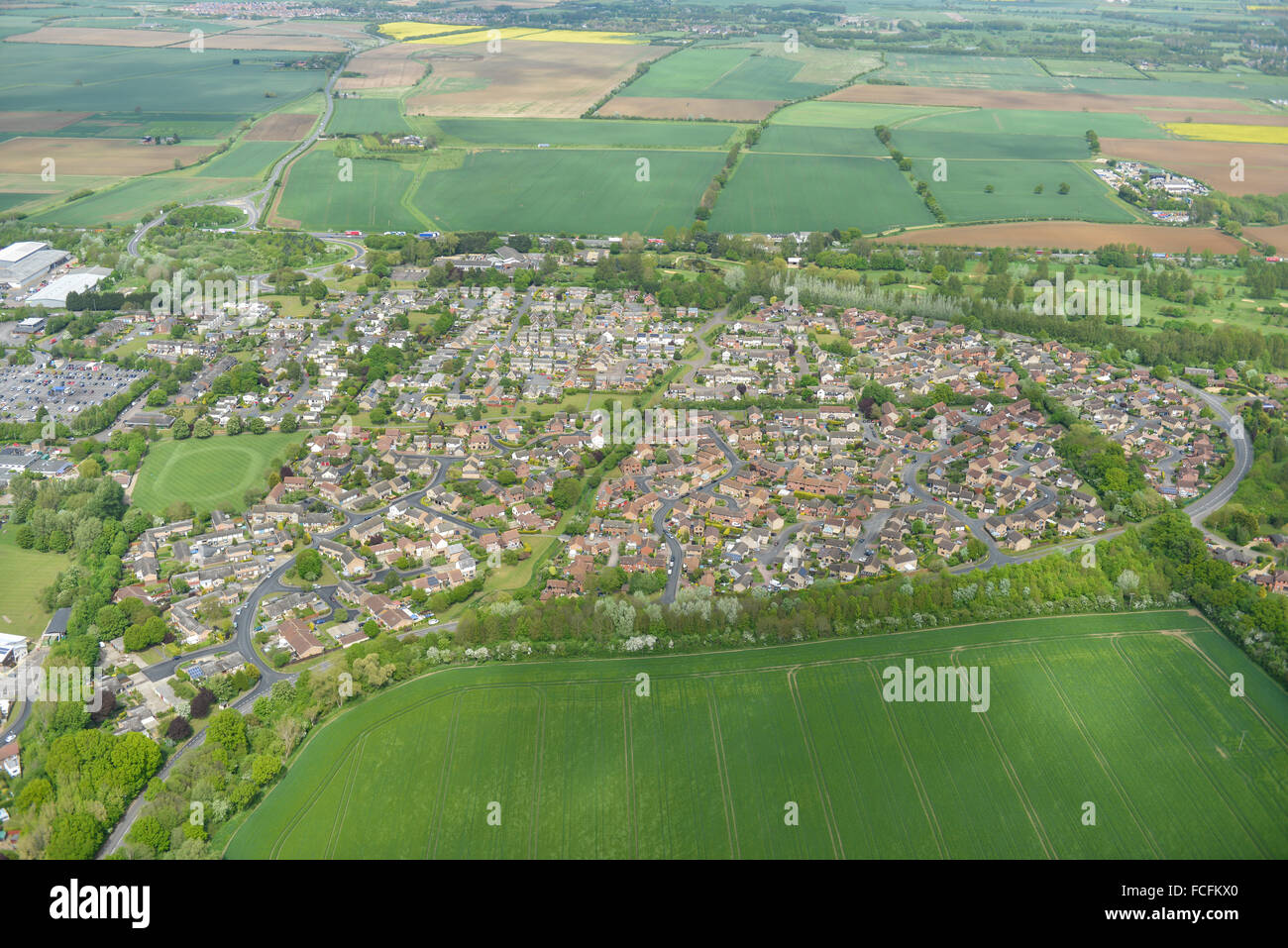 Una vista aérea de Bar Hill, cerca de Cambridge Foto de stock