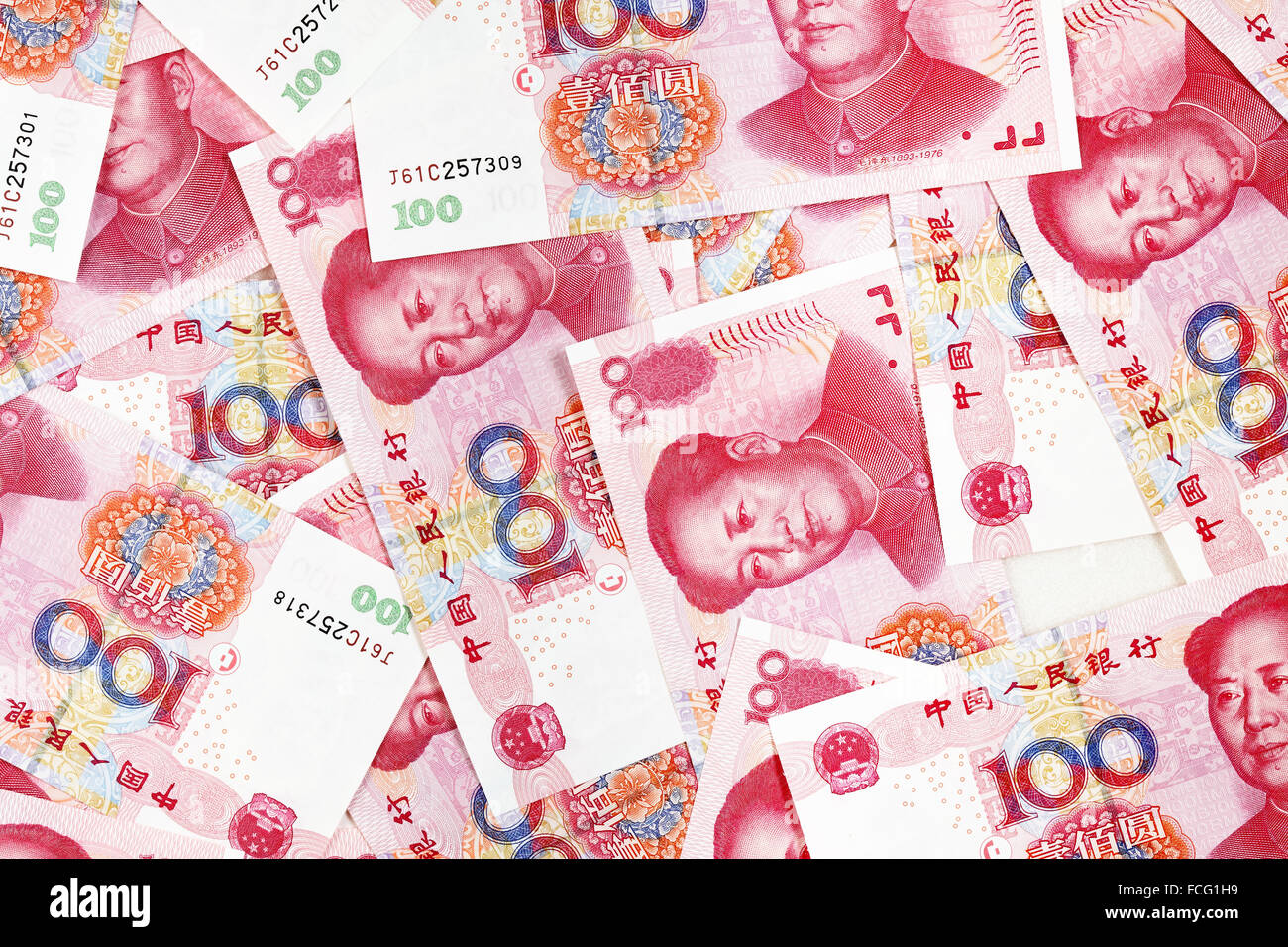 Yuan chino billetes cerrar Foto de stock