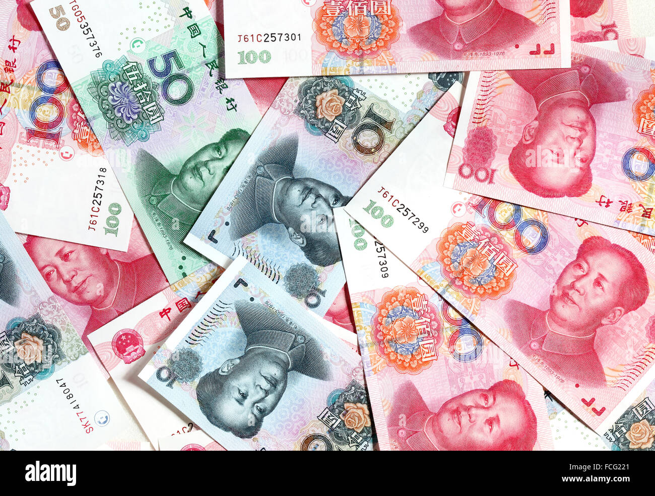 Yuan chino billetes cerrar Foto de stock