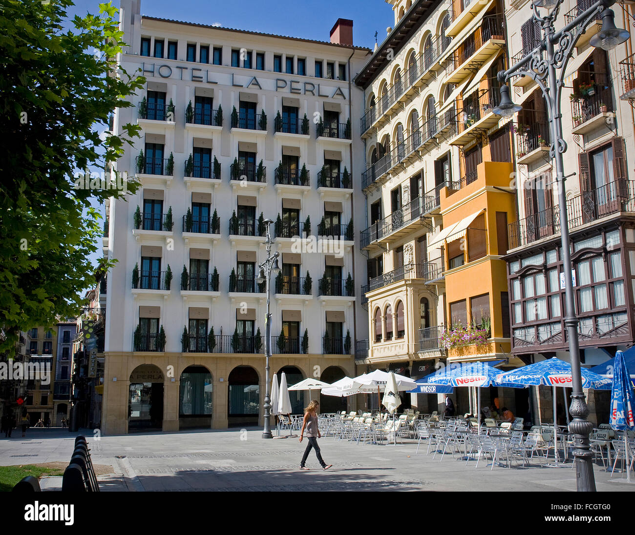 Hemingway. El Hotel La Perla. Pamplona. Navarra España Fotografía de stock  - Alamy