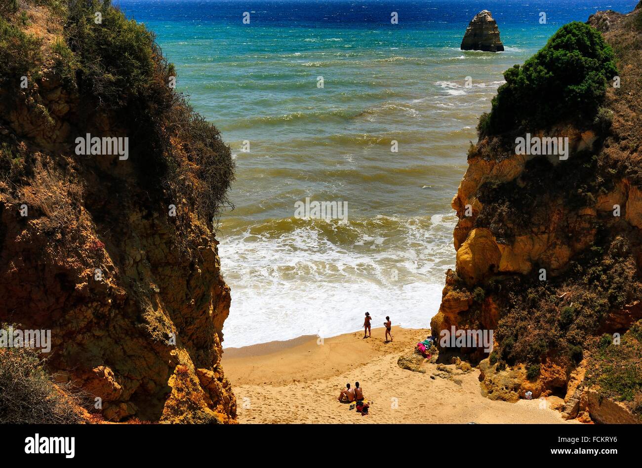 Europa, Portugal, Algarve, Algarve occidental, distrito de Faro , Lagos , Pinhao beach Foto de stock