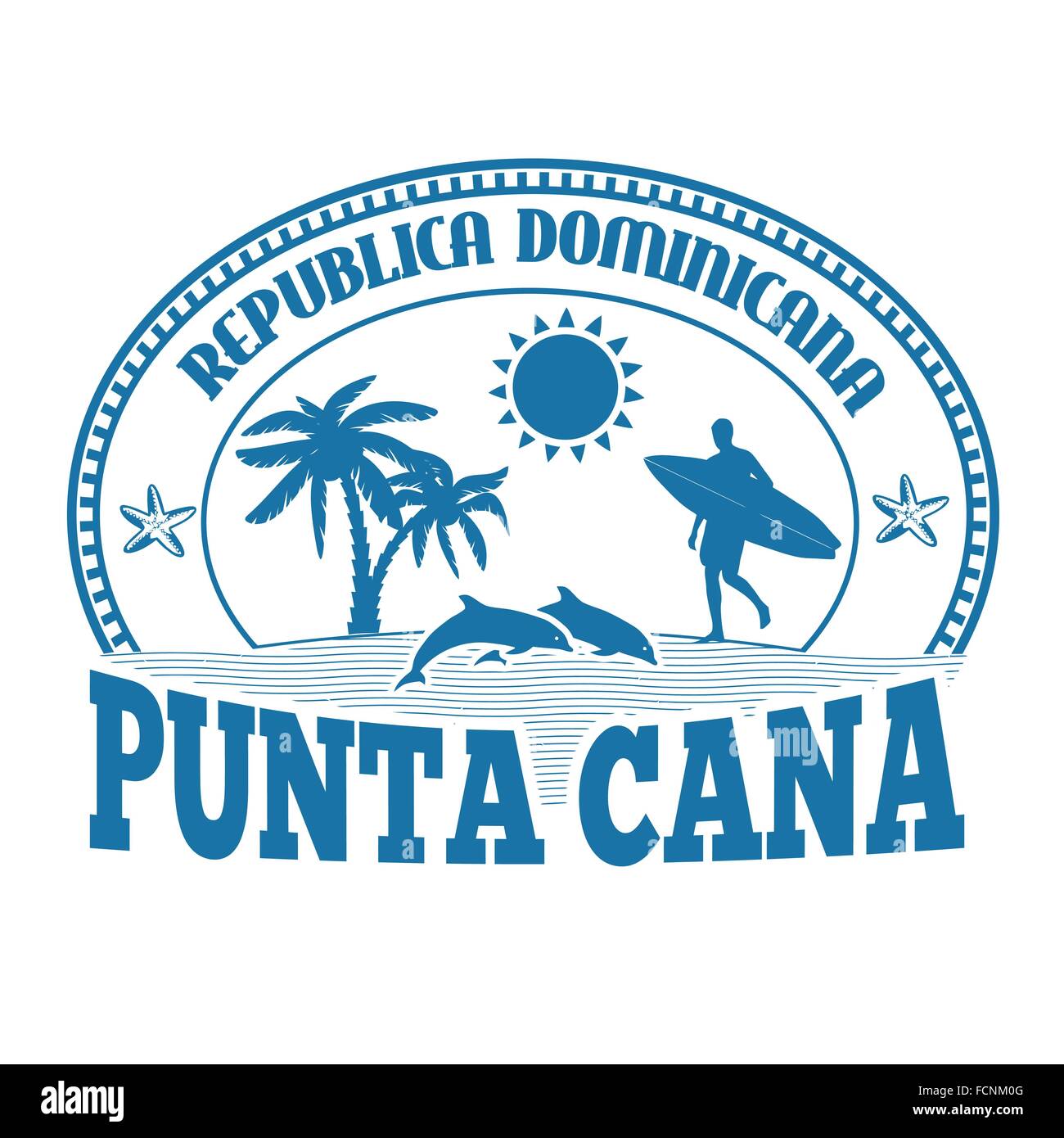 Punta Cana, República Dominicana, sello o etiqueta en fondo blanco, ilustración vectorial Ilustración del Vector