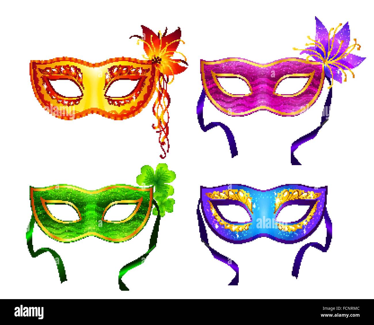 Colorido carnaval máscaras vectoriales set Imagen Vector de stock - Alamy