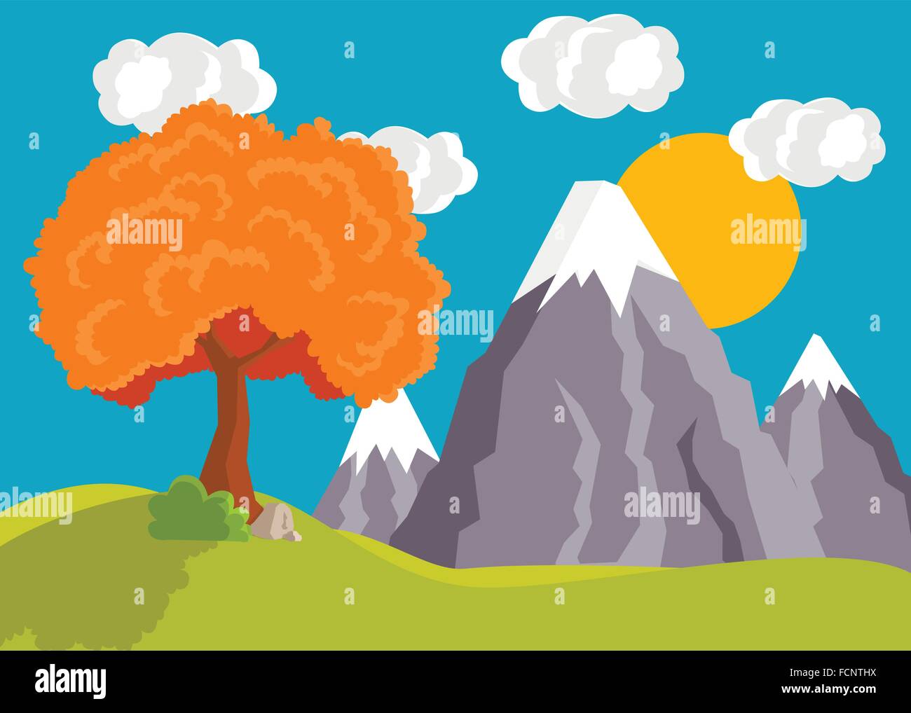 Valle de otoño de dibujos animados Imagen Vector de stock - Alamy