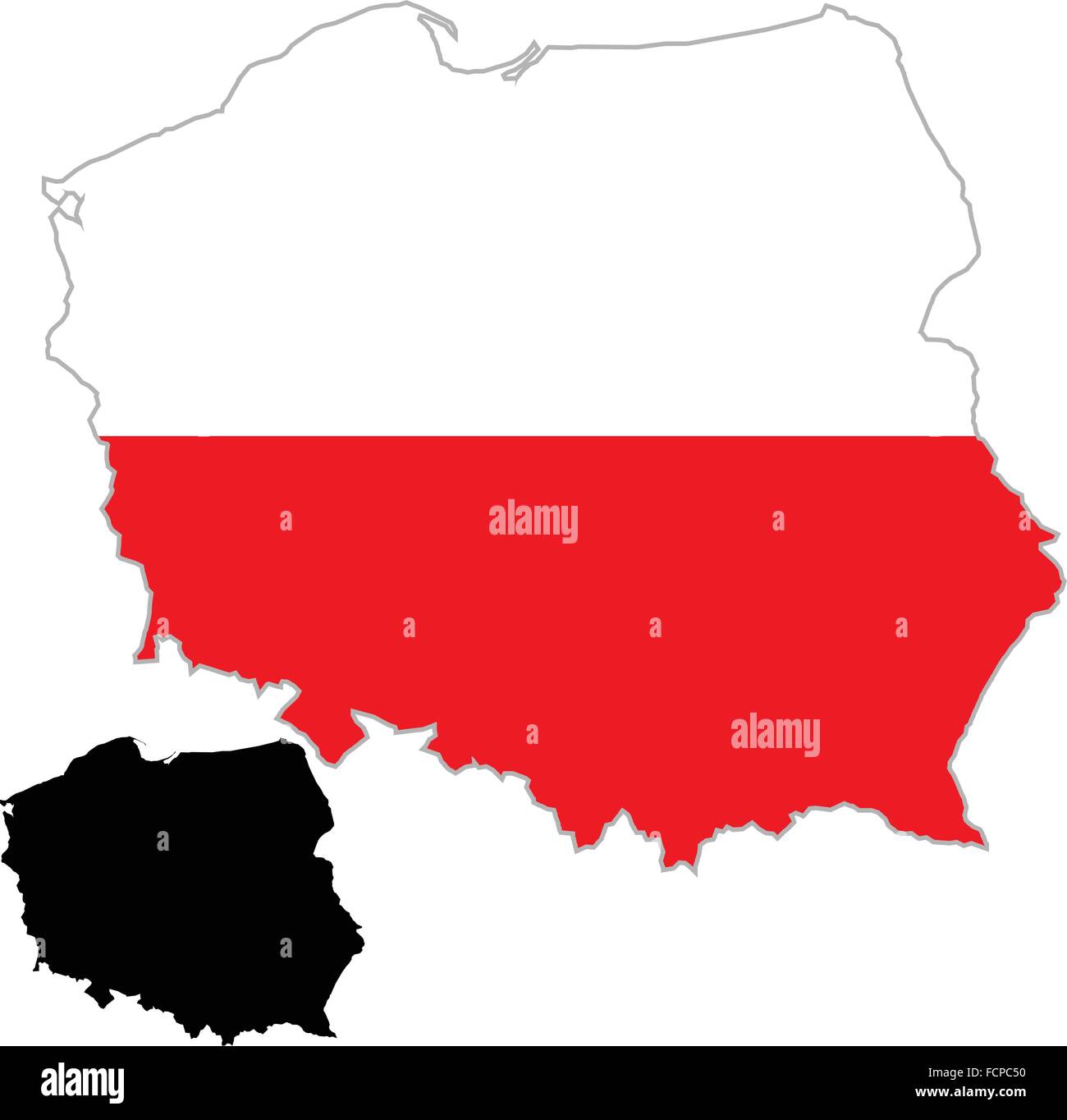Polonia mapa bandera sobre un fondo blanco. Vector illustrator. Ilustración del Vector