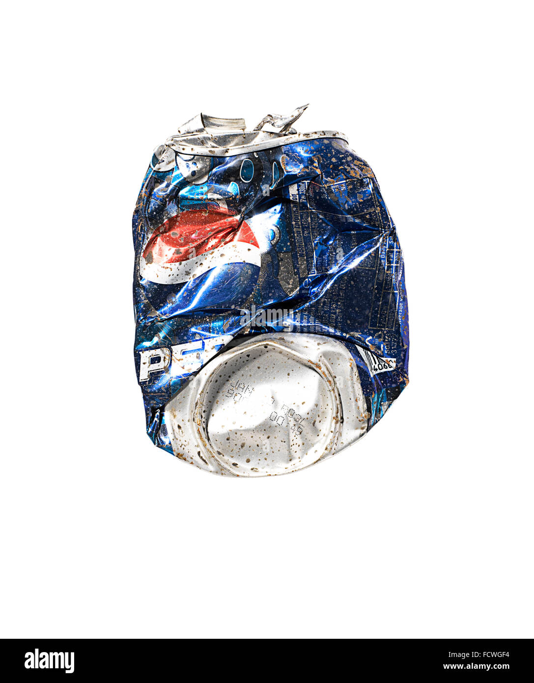 Una lata de Pepsi aplastado Foto de stock