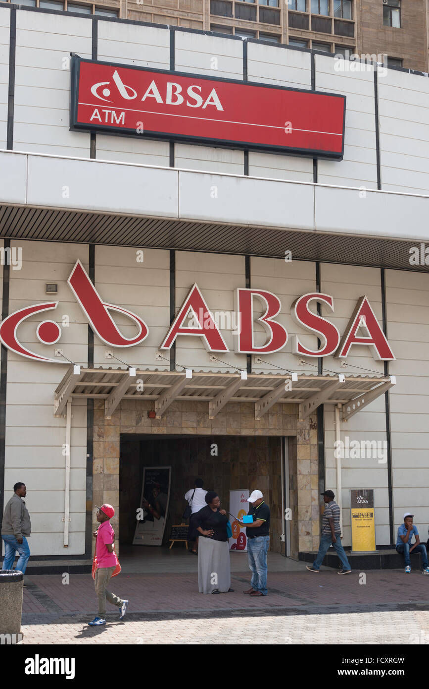 ABSA Bank, Gandhi Square, Johannesburgo, Ciudad de Johannesburgo, Municipio de la provincia de Gauteng, República de Sudáfrica. Foto de stock