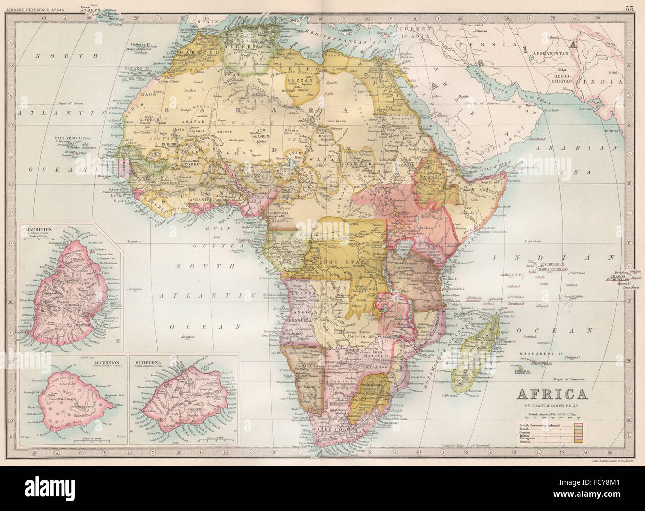 África:muchas fronteras pendientes.S Kenya=British East Africa Co territorio mapa de 1890 Foto de stock